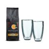 Geschenkbox; Arabica Espresso Kaffee mit 2 Bloomix Doppelwand Latte Macchiato Gläser
