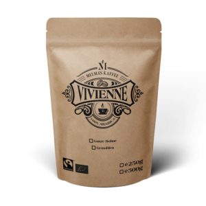 Melma's Vivienne Bio Fairtrade Kaffeeröstung zu 100% aus Arabica Kaffeebohnen; abgefüllt zu 250g und 500g; Kaffee für Espresso und Caffe Crema; Bio Fairtrade Kaffee